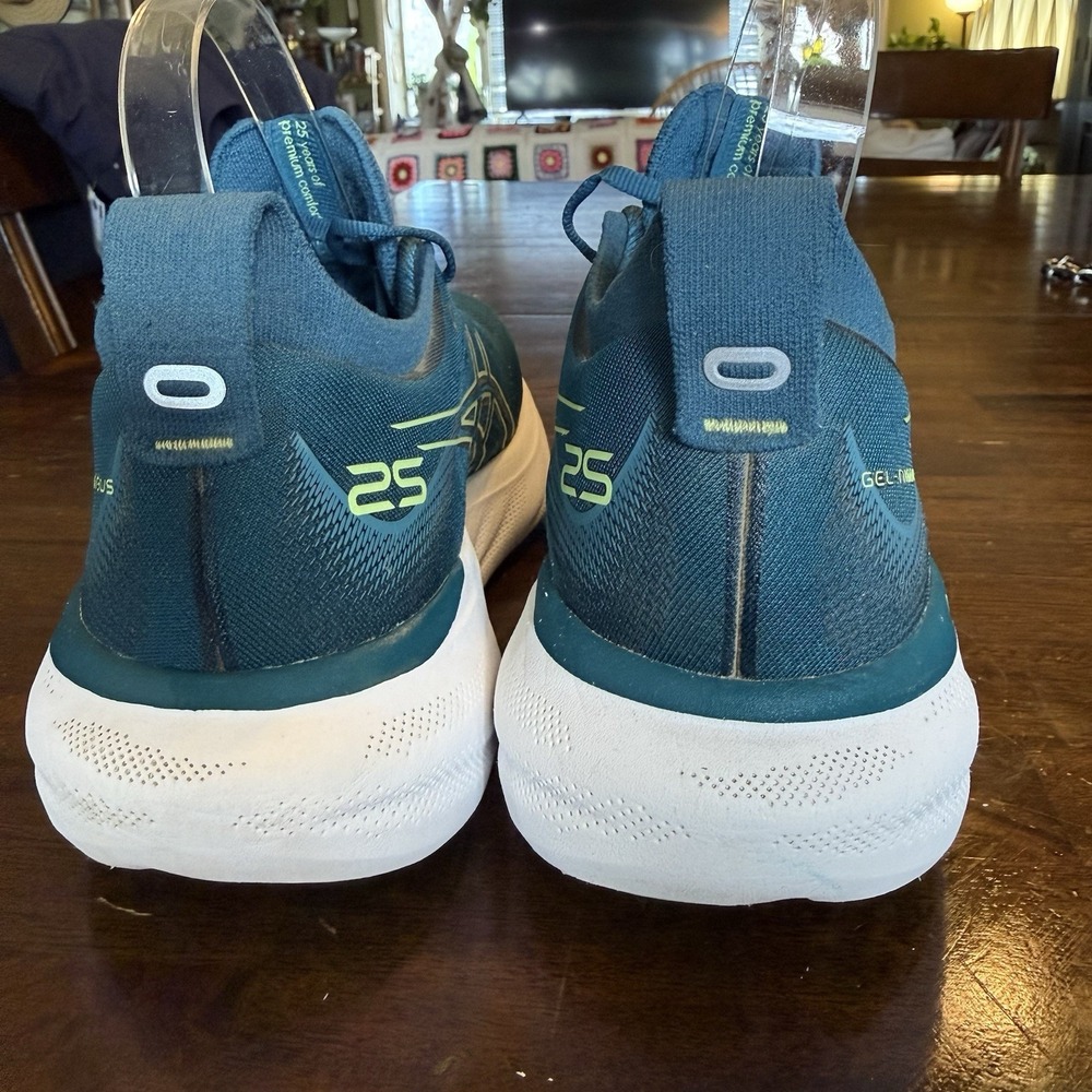 Women's ASICS Gel-Nimbus 25 Ink Teal/Lime Running Shoes USA Women's 7.5 EUC - Picture 9 of 15